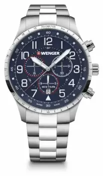 Image of Wenger 01.1543.118 Attitude Chrono Blue Dial Stainless Steel Watch