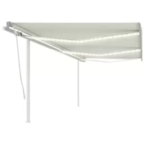 image of Vidaxl Manual Retractable Awning With LED 6X3.5 M Cream