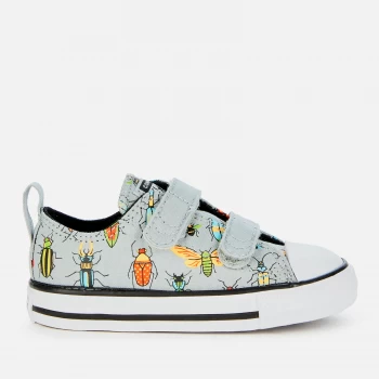 Image of Converse Toddlers Chuck Taylor All Star Velcro Bugged Out Ox Trainers - Ash Stone/Black/Bright Poppy - UK 5 Toddler
