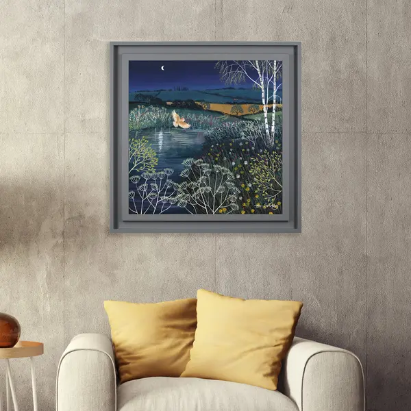 Image of The Art Group Over Moonlit Pool Framed Print Blue