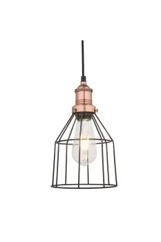 Image of Brooklyn Wire Cage Pendant, 6 Inch, Pewter, Cone, Copper Holder