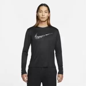 Image of Nike Miler GX Long Sleeve T Shirt Mens - Black