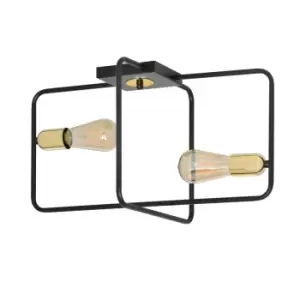 Image of Emibig Savo Black Semi Flush Light 2x E27
