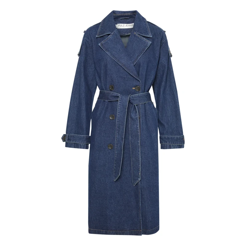 Image of Pulz Jeans Womens coat Pulz Jeans Hillary Trenchcoat Bleu Female S
