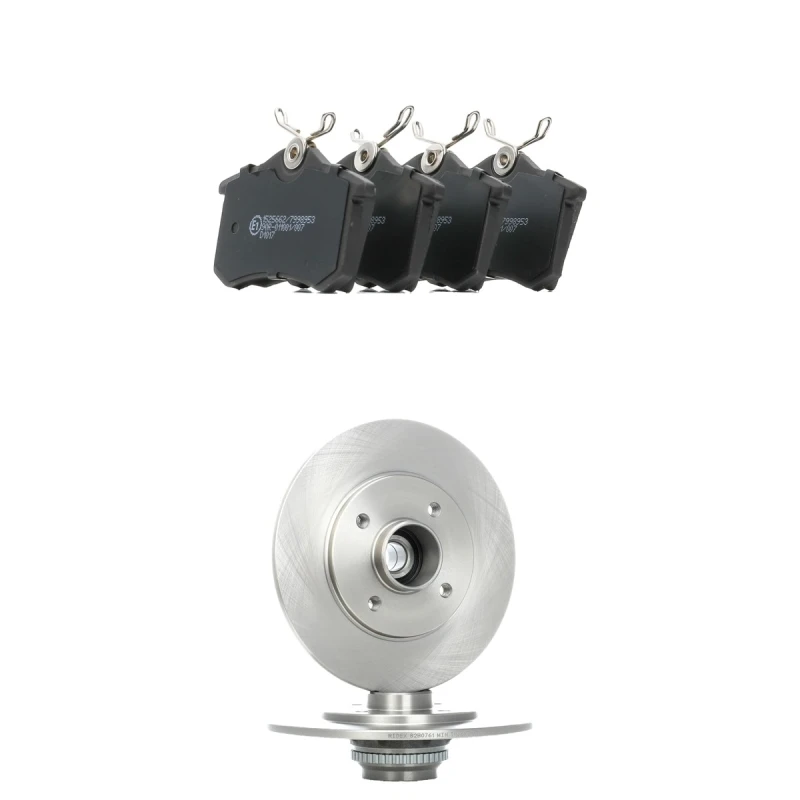 Image of RIDEX 3405B2230 Brake disc and pads set Rear Axle, Brake Disc Type: Solid, not prepared for wear warning indicator Brake Set,disc brakes (3405)