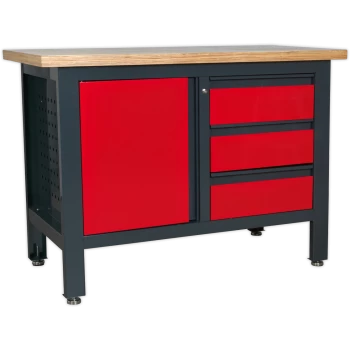 image of Sealey Workstation with 3 Drawers and 1 Cupboard 1.2m