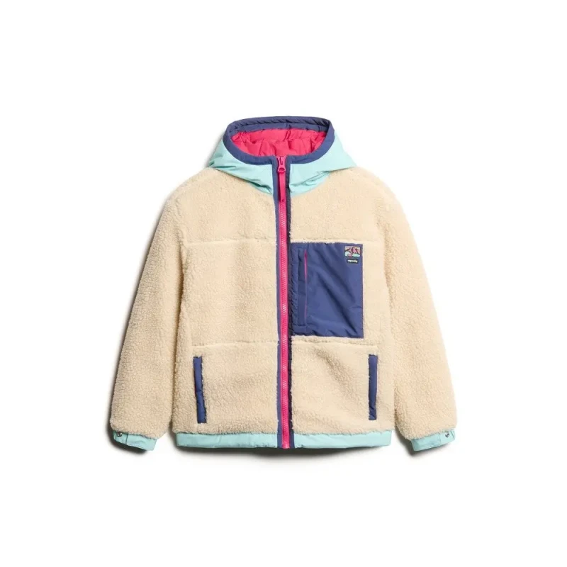 Image of Superdry Womens sherpa hooded fleece Superdry Vintage Beige Female L