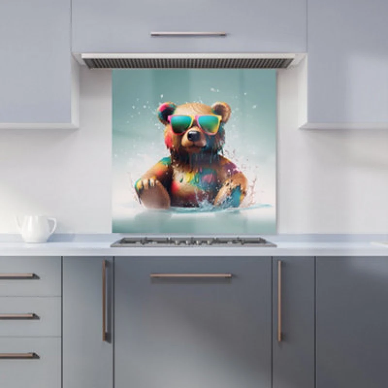Image of Warren Reed - Designer Border Collie Dog With Glasses Splashart Tea Towel Multicolor Unisex