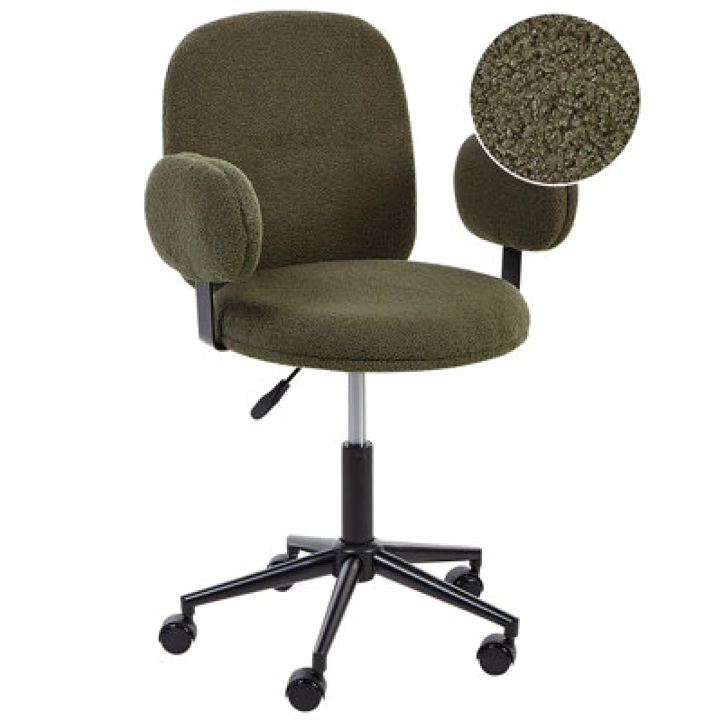 Image of Beliani Desk Chair Moraga Boucle Dark Green
