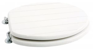 image of Wickes Tongue and Groove Soft Close Toilet Seat - White Wood