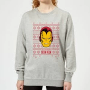Image of Marvel Iron Man Face Womens Christmas Sweatshirt - Grey - 5XL