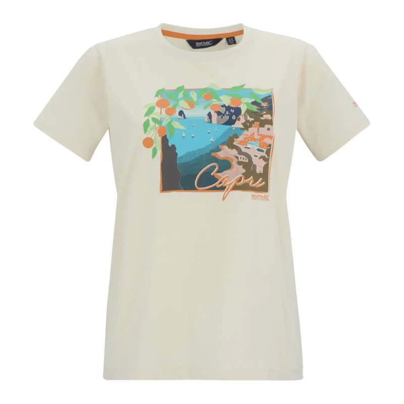 Image of Regatta Womens Filandra IX Short Sleeved Graphic T-Shirt in Cream Size: 10 Cream Female 10