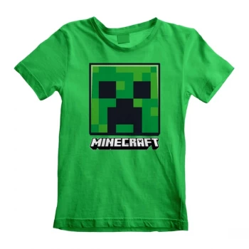 image of Minecraft - Creeper Face Unisex 3-4 Years T-Shirt - Green