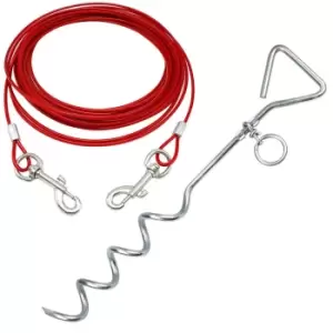 Image of Bunty Small 6ft Pet Tie Out Cable With Metal Stake Red