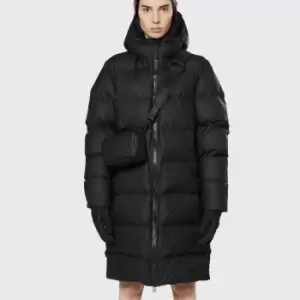 image of Rains Quilted Padded Coated-Shell Coat - S