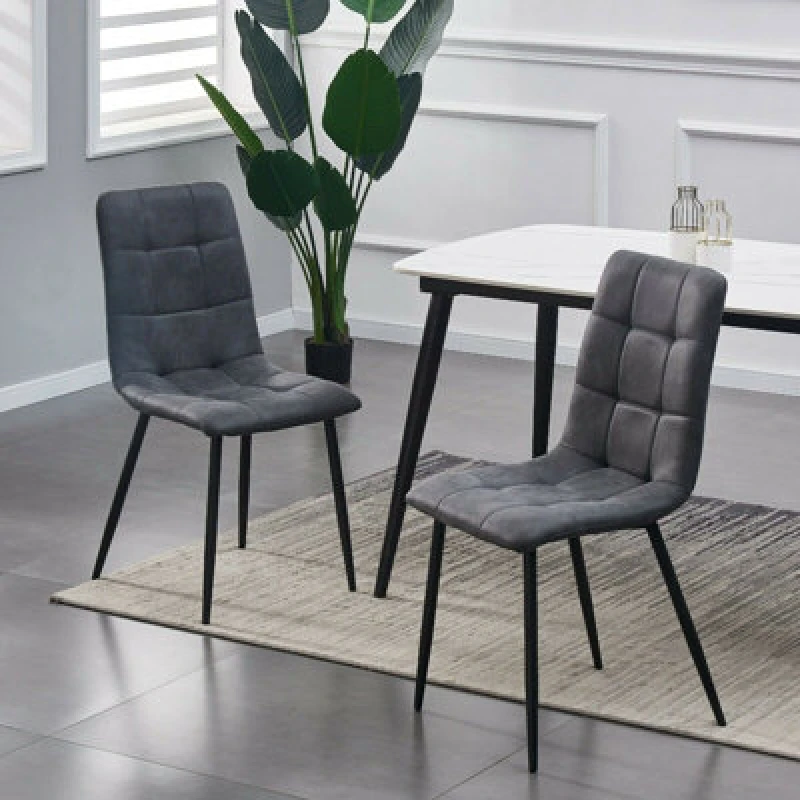 Image of MCC Direct Set of 2 Faux Suede Leather Dining Chairs Henri Dark Grey