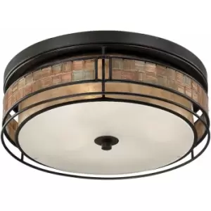Image of Loops - 3 Bulb Flush Light Low Ceiling Renaissance Copper LED E27 40W Bulb