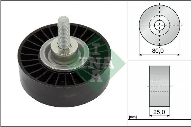 Image of Deflection / guide pulley, V-ribbed belt INA 532 0887 10