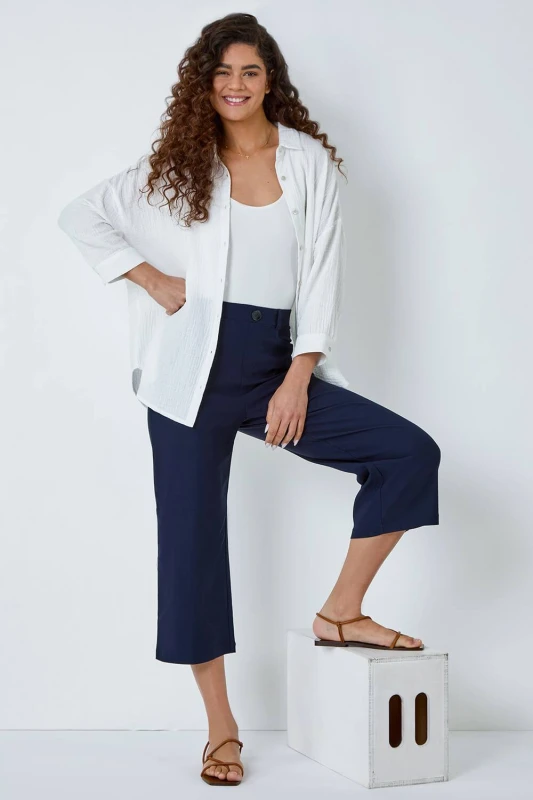 Image of Roman Womens Cropped Stretch Culotte in Navy Size: 16 Navy Female 16