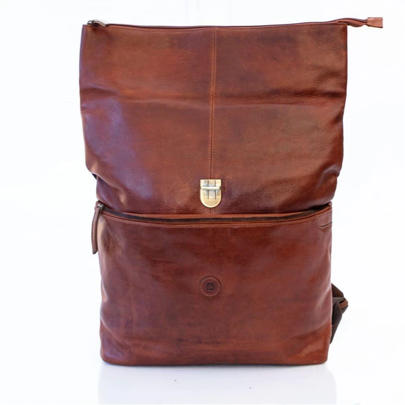 Image of PRIMEHIDE 'Orion' Leather Mens Rolltop Rucksack Tan