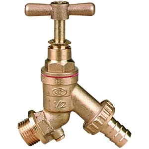 Image of Wickes Brass Garden Tap With Double Check Valve - 12mm