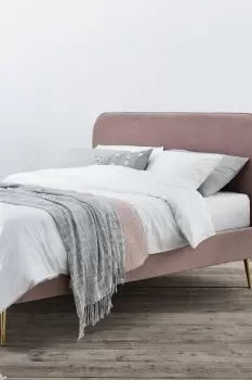 Image of Elona Rosa Pink Velvet Upholstered Bed Frame