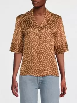 image of Aligne Geraldine Revered Collar Shirt - Toffee Daisy