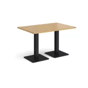 image of Brescia rectangular dining table with flat square Black bases 1200mm x 800mm - oak