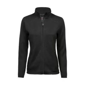 image of Tee Jays Womens/Ladies Knitted Outdoor Fleece Jacket (L) (Black)