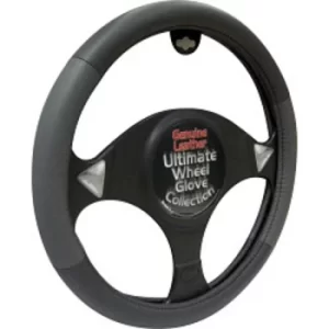 Image of Streetwize Steering Wheel Glove Black/Grey Genuine Leather