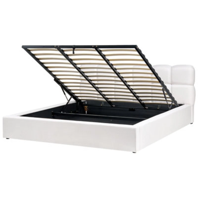 Image of Beliani Ottoman Bed Fabric Baston 180 X 200 Cm (Eu Super King) Off-White