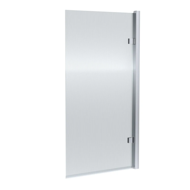 Image of Balterley 8mm Glass Square Hinged Fluted Bath Screen, 1520 x 830 x 24mm - Chrome in Silver Silver Unisex