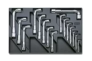 image of Beta Tools T76 16pc Dbl End Offset Hex Socket Wrench Set in Tray for Roller Cabs