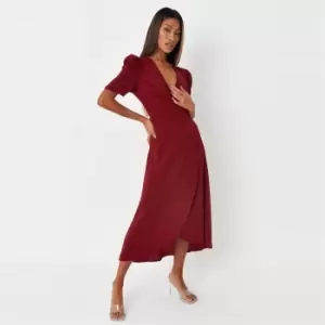 Missguided Petite Puff Sleeve Midaxi Dress - Red