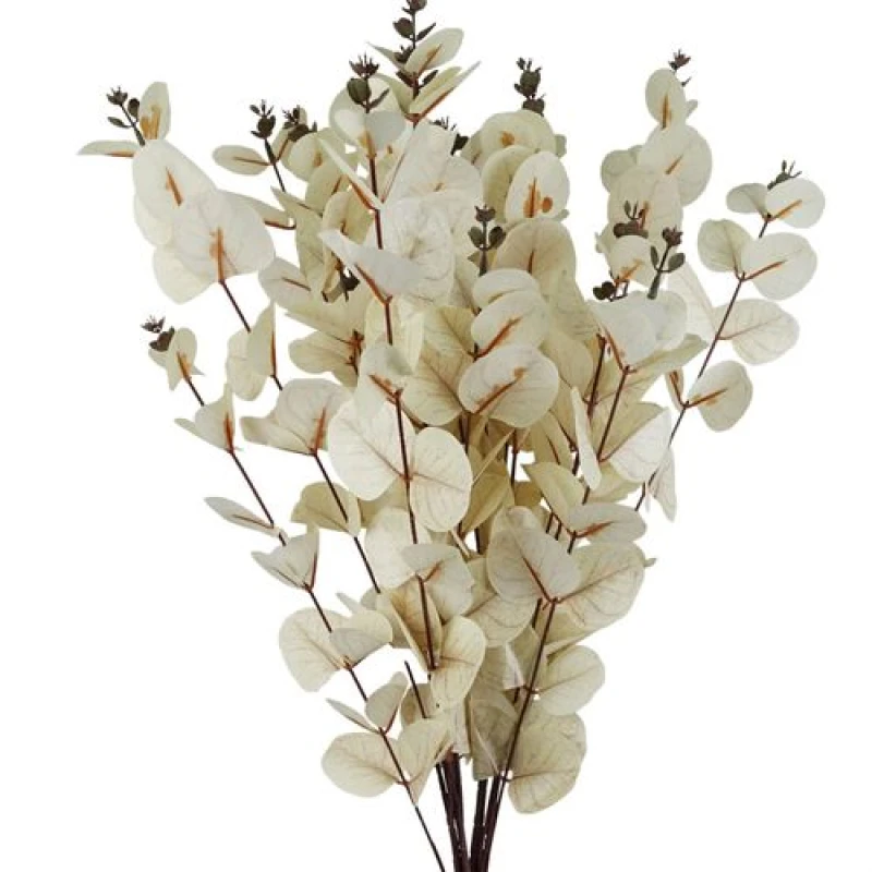 Image of Leaf Pack Of 6 X 80Cm White Eucalyptus Foliage Stem