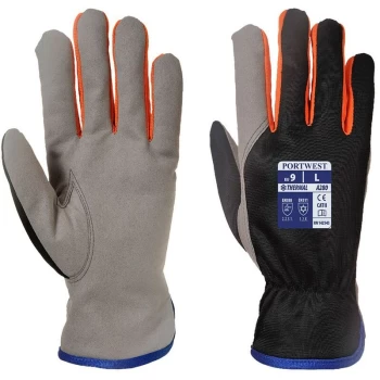 image of A280K1RXL - sz XL Wintershield Glove - Black/Orange - Portwest