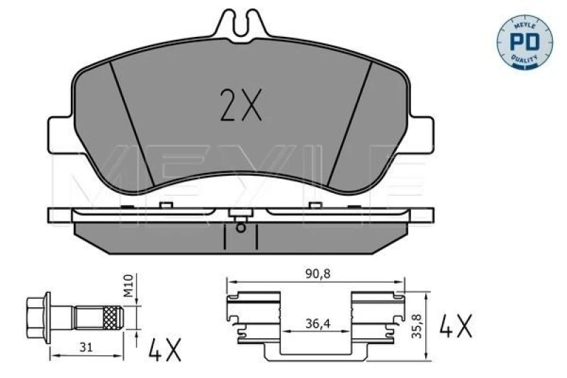 Image of Brake pad set MEYLE 025 248 6720/PD