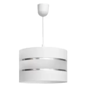 Image of Helen Cylindrical Pendant Ceiling Light White, Silver 35cm