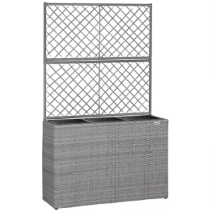 image of Poly Rattan Trellis Planter Grey 83x30.5x146cm