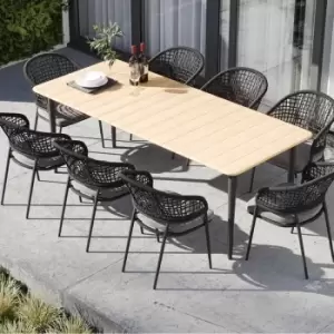 Image of Harbour Lifestyle Cloverly 8 Seat Rectangular Dining With Teak Table - Charcoal
