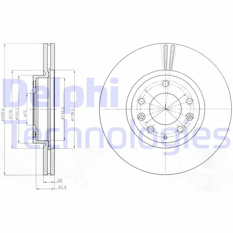 Image of DELPHI Brake disc DELPHI BG4255C