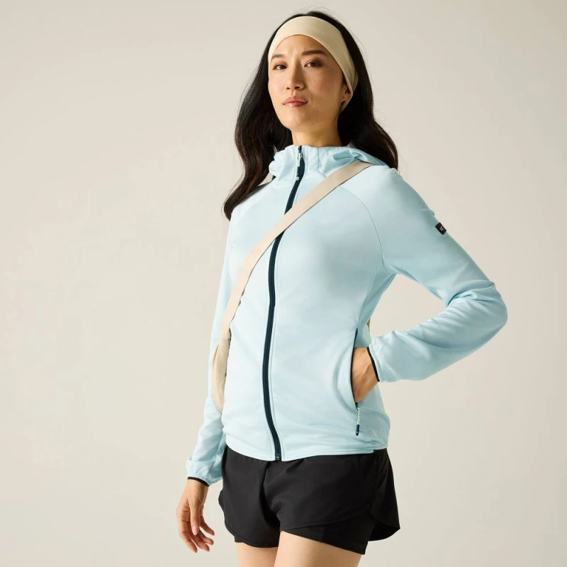 Image of Regatta Womens Ferna Marl Full Zip Hooded Stretch Midlayer in Mint Size: 10 Mint Female 10
