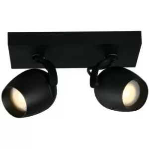 Image of Lucide PRESTON - Twin Ceiling Spotlight Bathroom - 2xGU10 - IP44 - Black