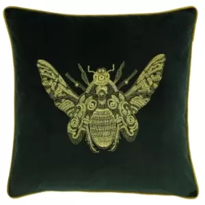 image of Cerana Bee Velvet Cushion Emerald, Emerald / 50 x 50cm / Cover Only