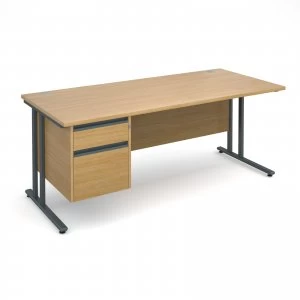 Image of Maestro 25 GL Straight Desk With 2 Drawer Pedestal 1800mm - Graphite c