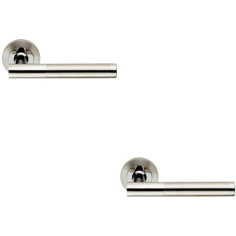 Image of Loops 2x PAIR Round Bar Handle on Round Rose Concealed Fix Polished & Satin Steel Metallics