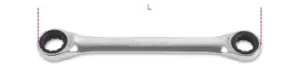 image of Beta Tools 195AS AF Dbl End Flat BiHex Ratchet Ring Wrench 11/16 x3/4" 001950617