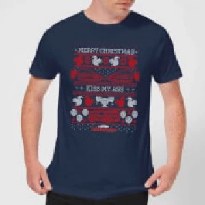 Image of National Lampoon Merry Christmas Knit Mens Christmas T-Shirt - Navy - L