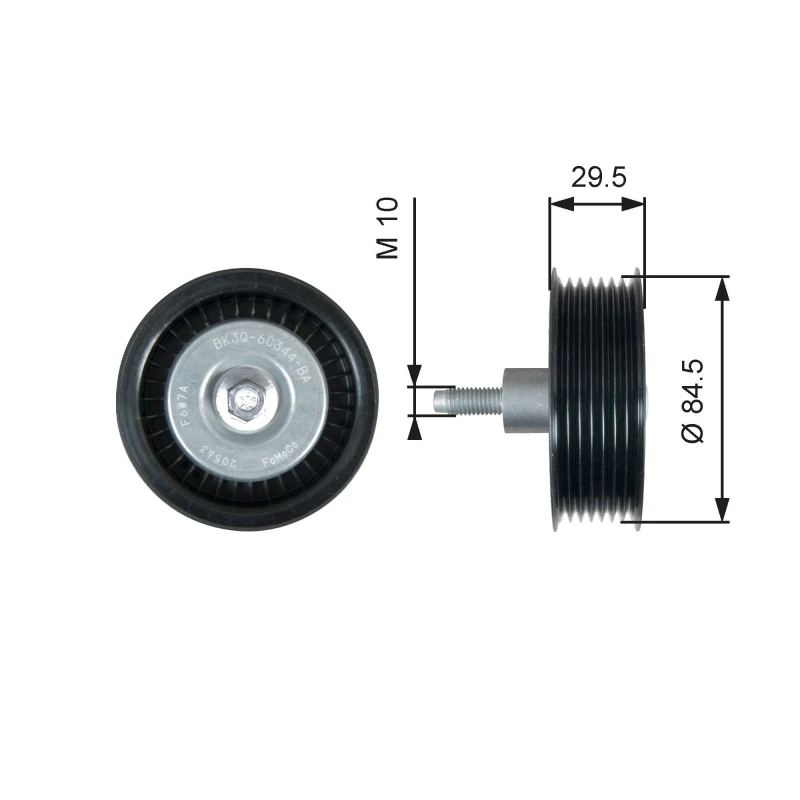 Image of GATES Deflection / guide pulley, V-ribbed belt GATES T36536