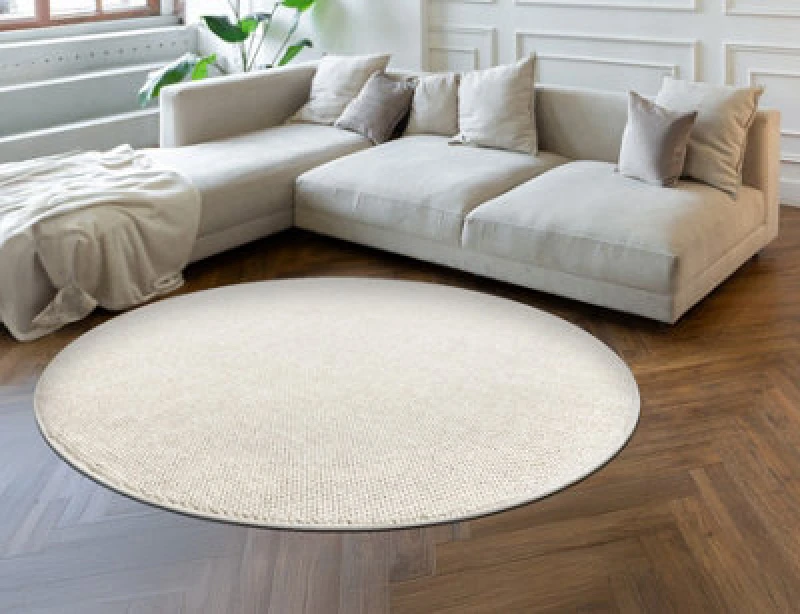Image of RugsX Carpet Casablanca Loom Circle Cream, Loop, Soft Indoor & Outdoor Circle 80 Cm